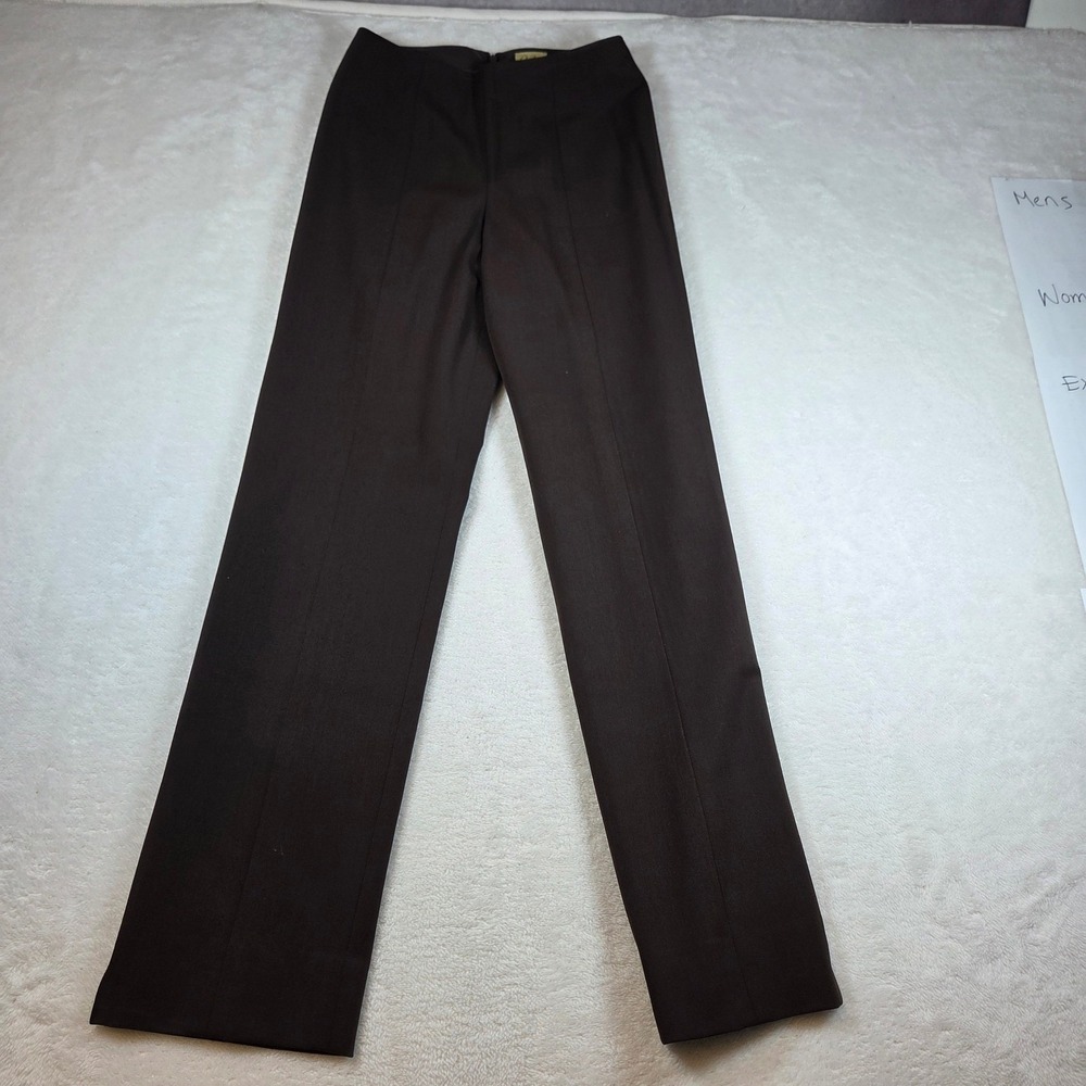 Caslon Womens Brown Flat Front Dress Pants Tapered Leg Size 0 Professional Work